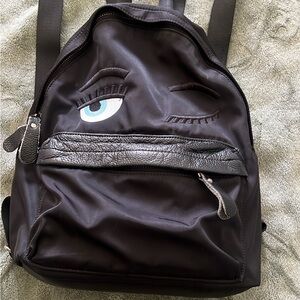 Winking Eye Black Nylon Men's Backpack